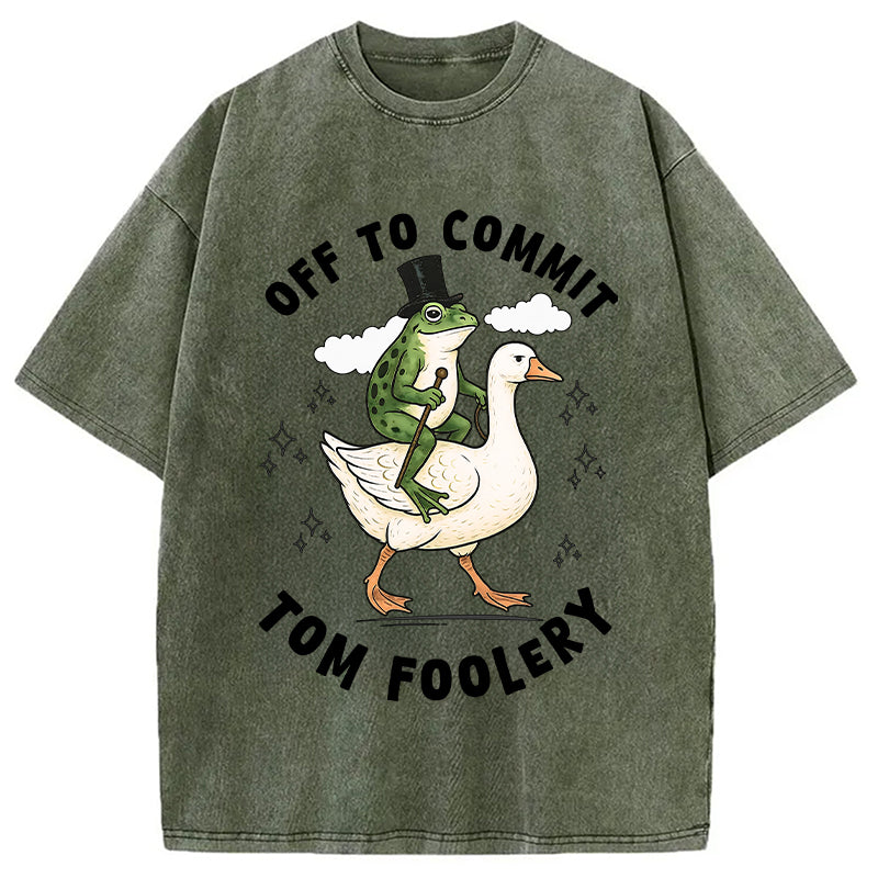 bbb Frog Riding Goose Funny Sarcastic Meme Washed T-Shirt