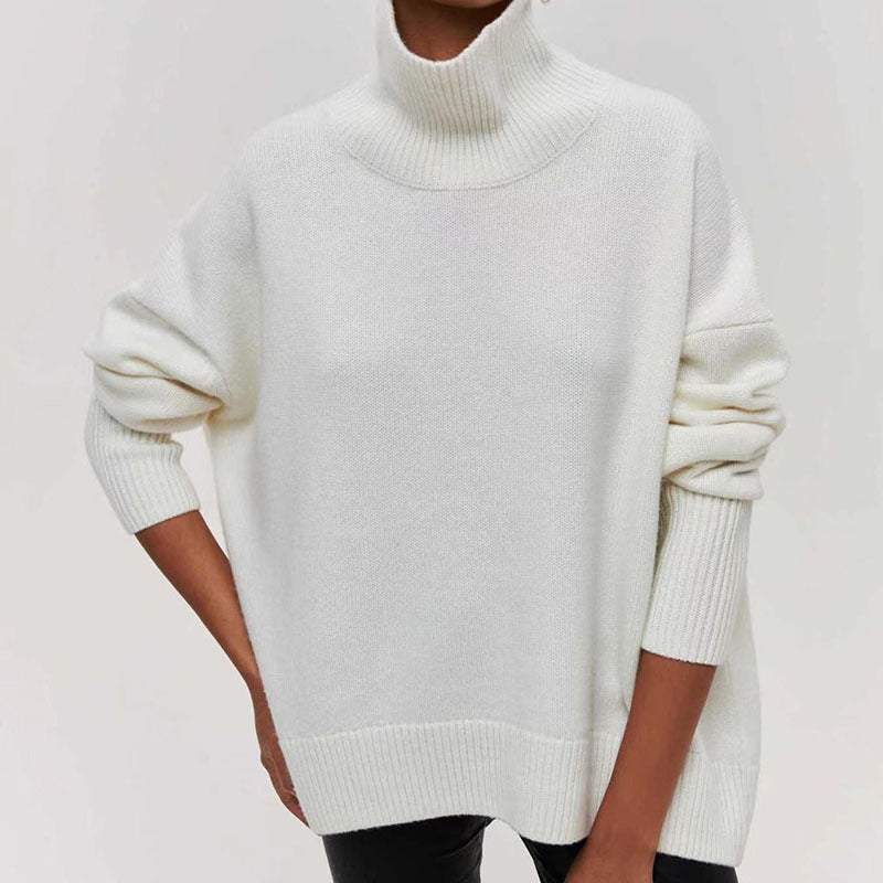 Soft Cozy Women Turtleneck Sweater - Oversized Pullover