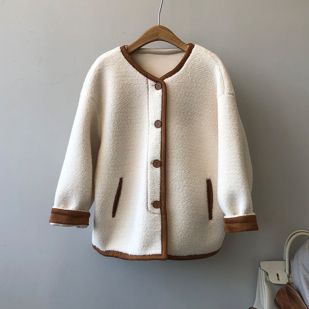 Warm Cozy Women's Fleece Coat - Boxy, Polyester, Winter