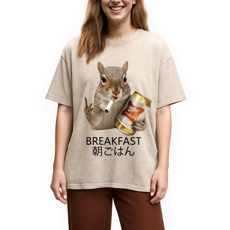 bbb Funny Breakfast Washed T-Shirt