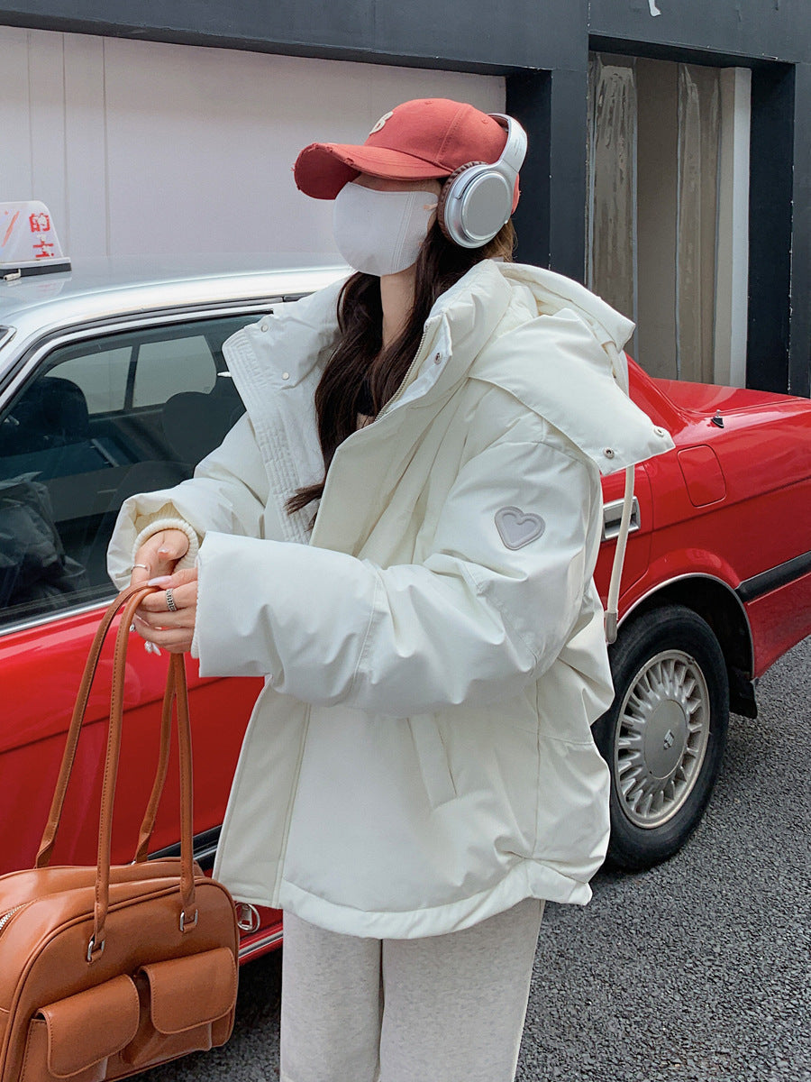 Warm Women’s Down Jacket - Short Boxy Cut, Polyester, Daily