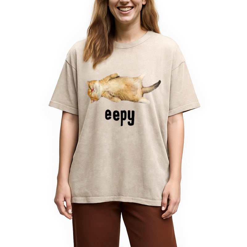bbb Silly Sleepy Cat Meme Washed T-Shirt