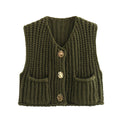 Women's Sleeveless Knitted Vest with Pockets, Comfortable Fit Sweater Vest for Casual and Formal Wear