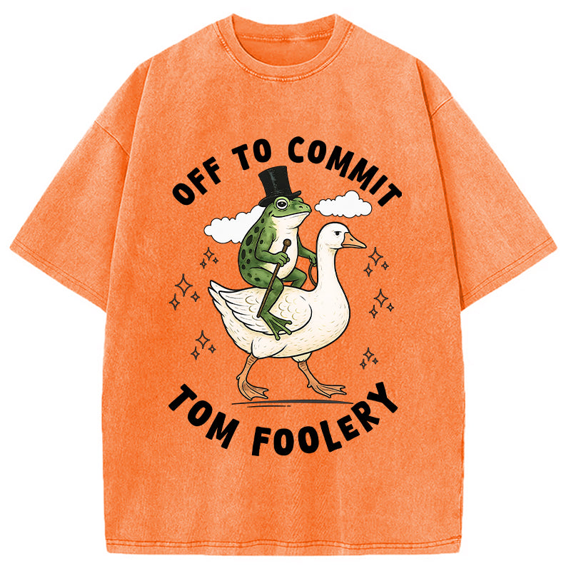 bbb Frog Riding Goose Funny Sarcastic Meme Washed T-Shirt