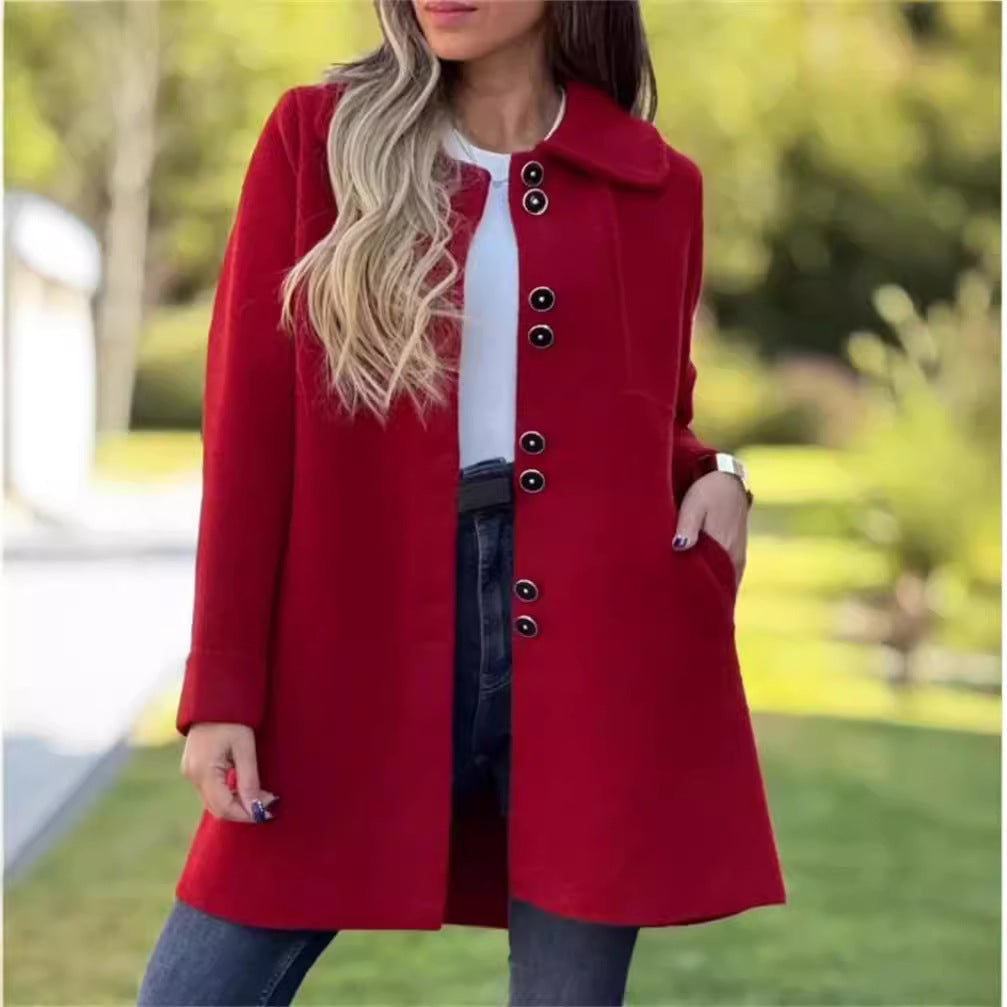Warm Women Wool Coat - A Line, Polar Fleece, For Winter