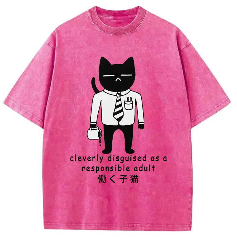 bbb Cat At Work Japan Washed T-Shirt
