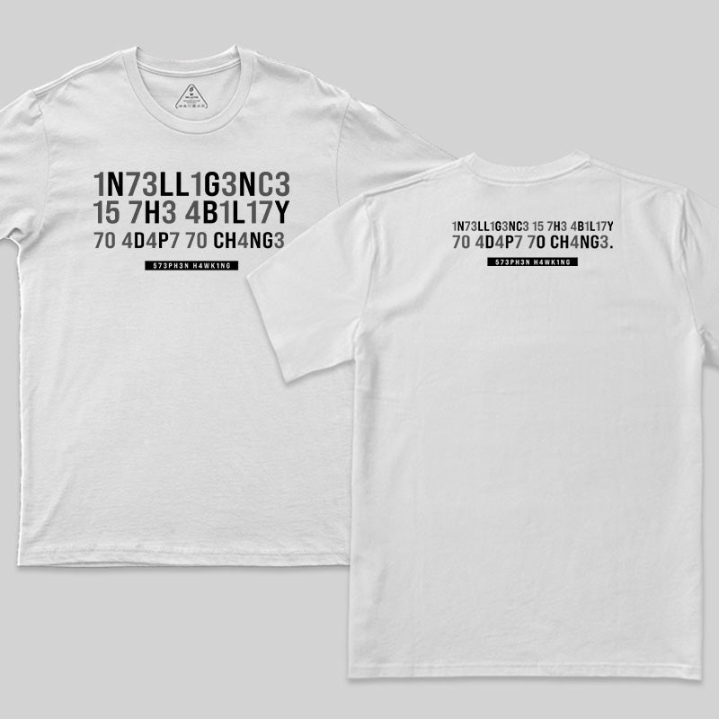 Intelligence-Stephen Hawking Science Nerd Front and Back Printed T-Shirt