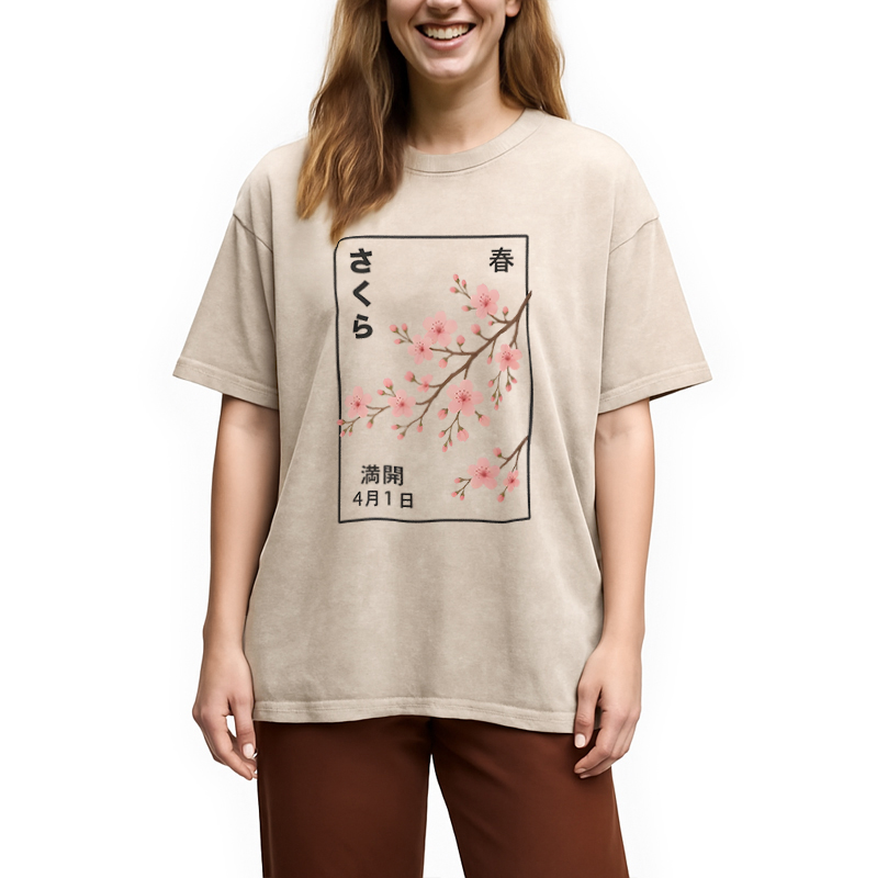 bbb Cherry Blossom Spring Full Washed T-Shirt