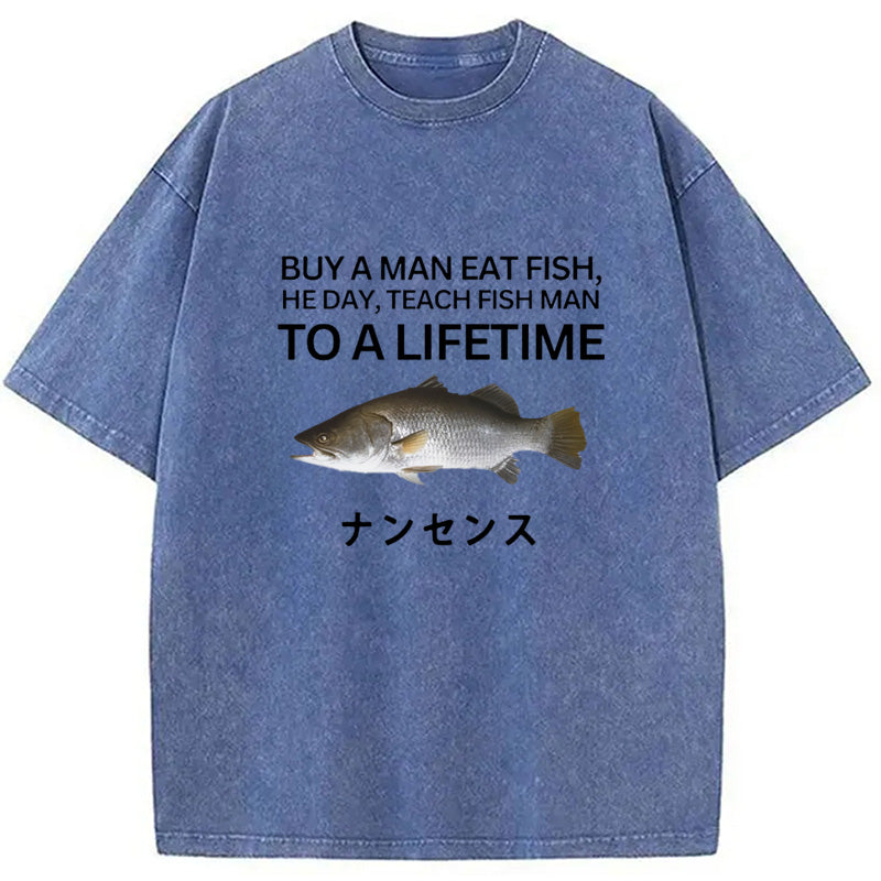 bbb Buy a Man Eat Fish Washed T-Shirt