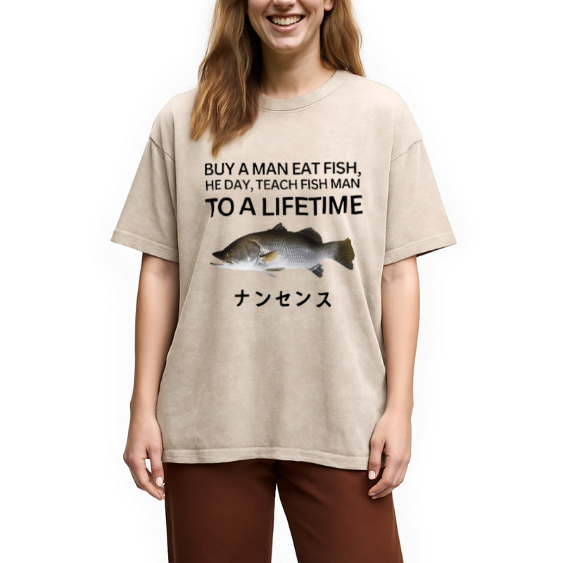 bbb Buy a Man Eat Fish Washed T-Shirt