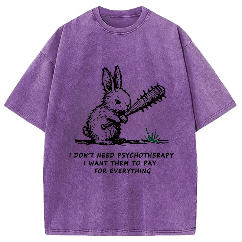 bbb Violent Rabbit Funny Washed T-Shirt