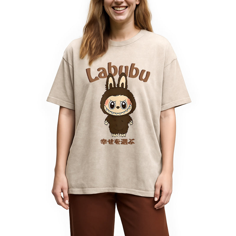 bbb Labubu Cute Vintage Japanese Washed T-Shirt