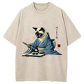 bbb Cat In Kimono Eating Sushi Washed T-Shirt