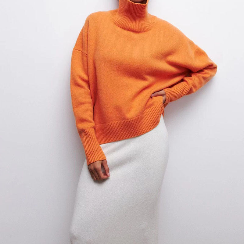 Soft Cozy Women Turtleneck Sweater - Oversized Pullover