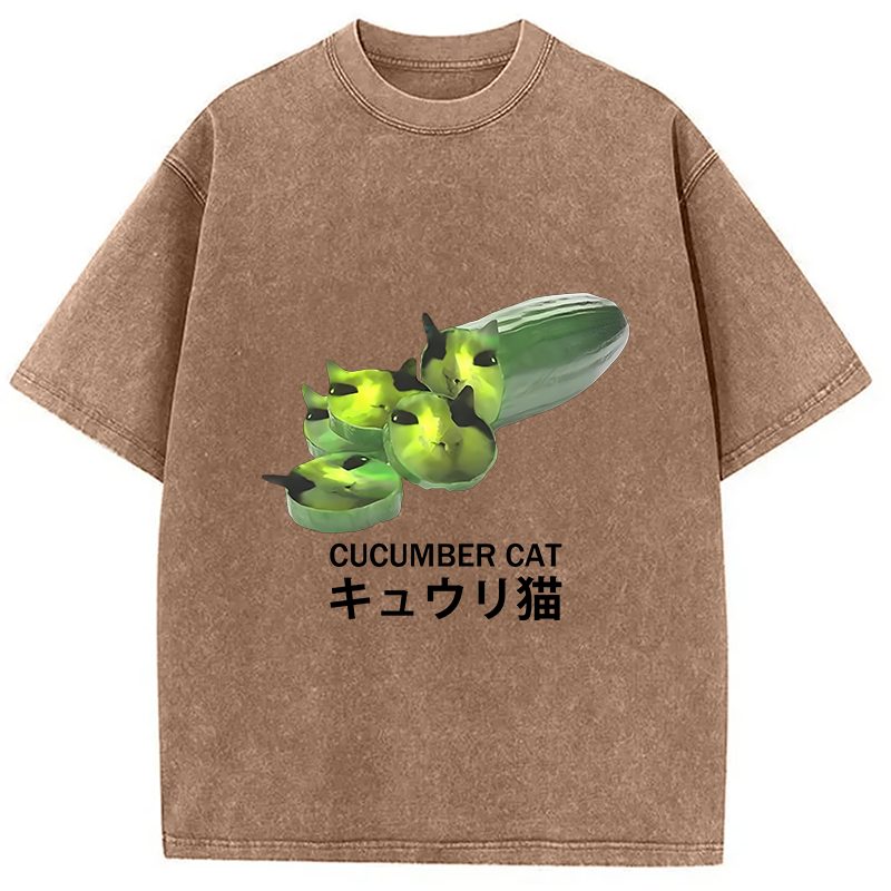 bbb Funny Cucumber Cat Meme Washed T-Shirt