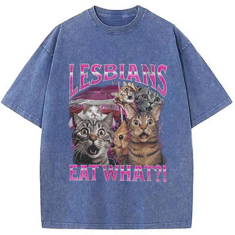 bbb Lesbians Eat What?! Funny Washed T-Shirt