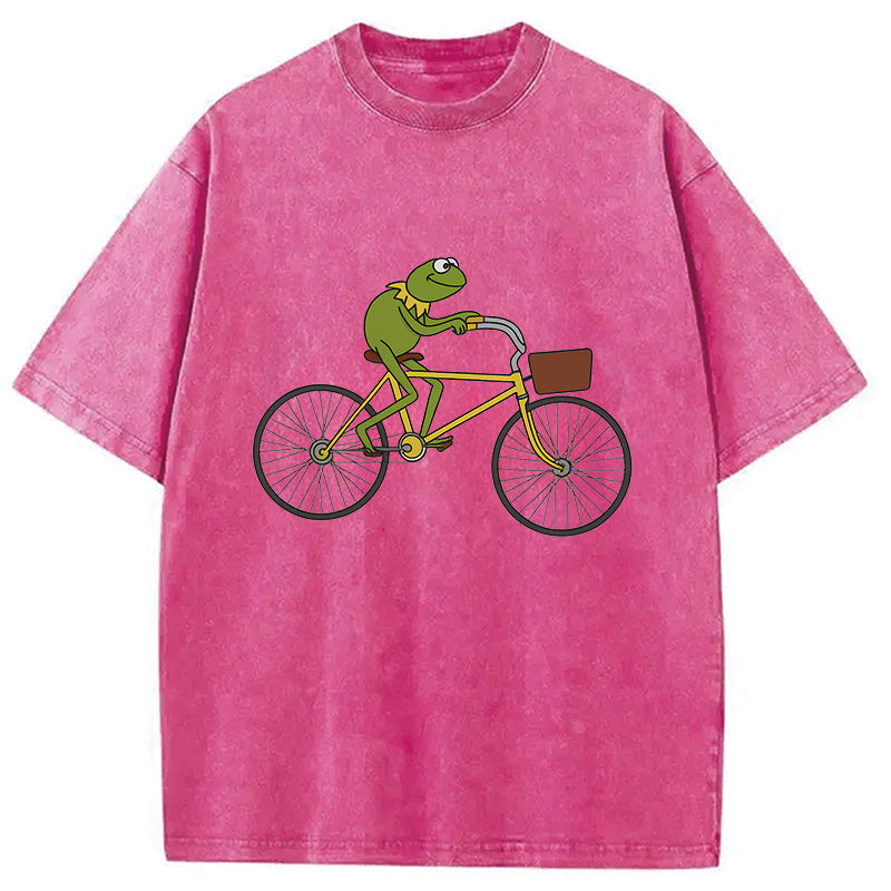 bbb Kermit Riding A Bike Washed T-Shirt