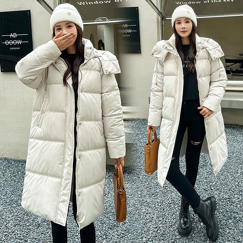 Insulating Women’s Long Puffer Coat - Hooded Quilted Winter