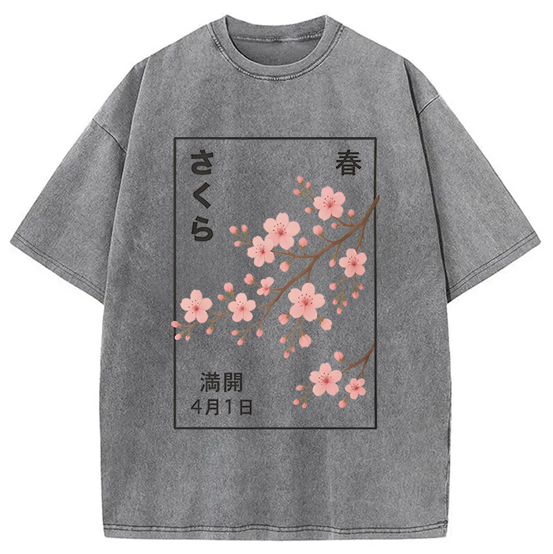 bbb Cherry Blossom Spring Full Washed T-Shirt