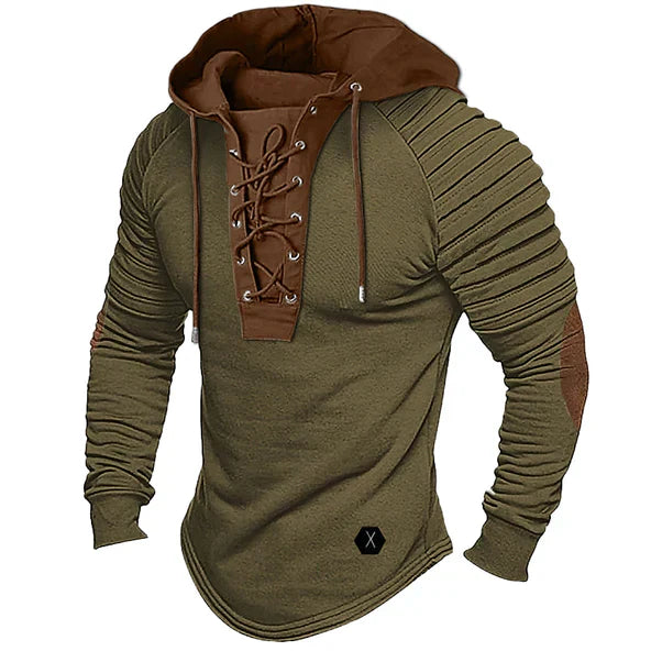 Insulating Men's Pullover - Lace Up Hood, Wool Cashmere