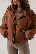 Insulating Womens Puffer Jacket - Cropped Boxy Polyester
