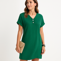 Women's Loose V Neck T-Shirt Dress Plus Size Beach Sundress