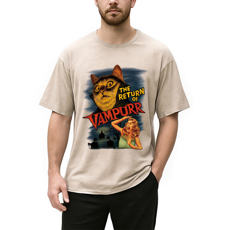 bbb The Return of Vampurr The Halloween Cat Washed T-Shirt