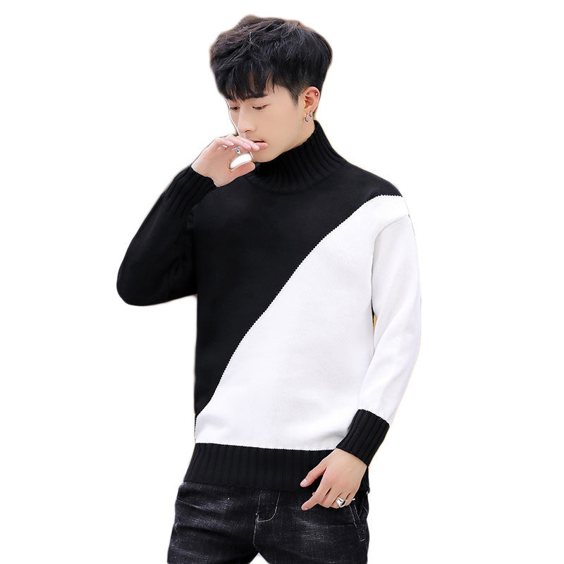 Warm Men Turtleneck Sweater - Relaxed Knit, Poly Winter
