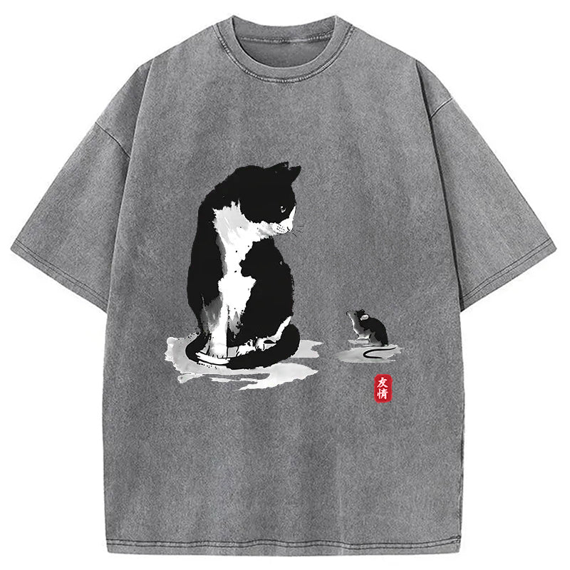 bbb Cat And Mouse Friendship Washed T-Shirt
