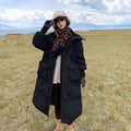 Warm Women's Long Coat - Oversized Quilted Cotton, Winter