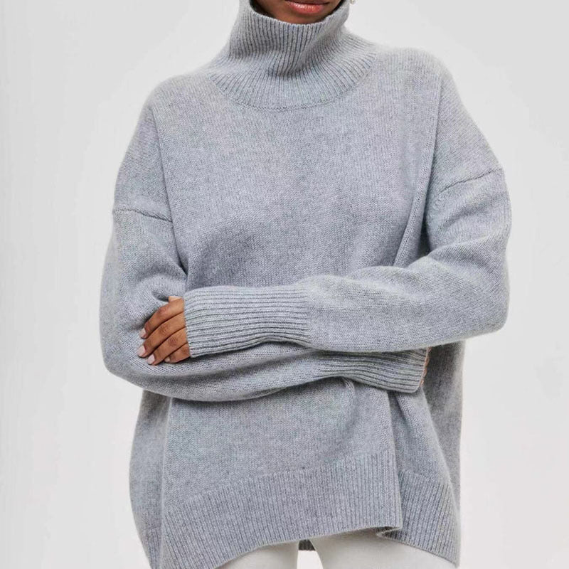 Soft Cozy Women Turtleneck Sweater - Oversized Pullover