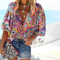 Damenbluse mit Mandala-Print aus weichem Strickstoff, lockere Passform für Herbst und Winter