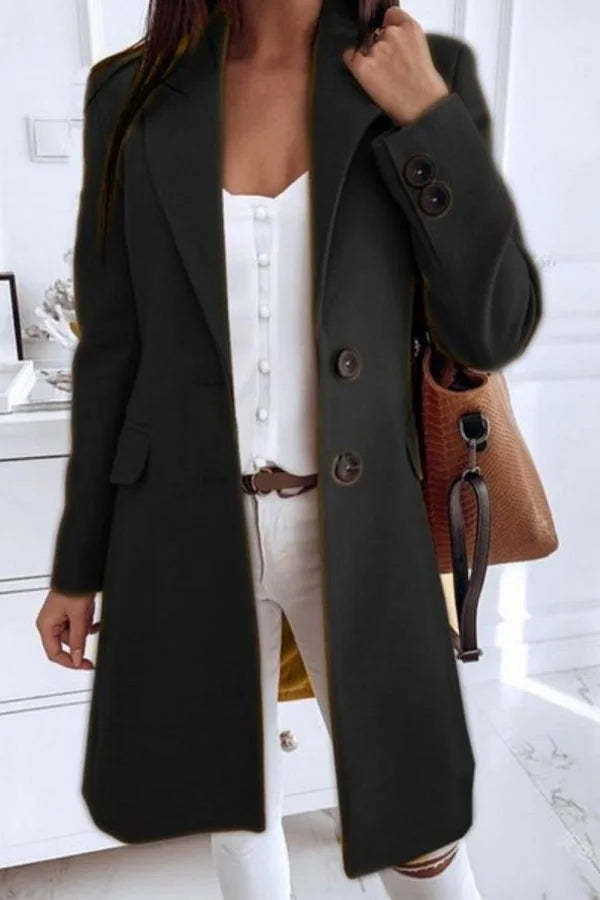 Fitted Classic Women's Wool Coat - Longline Slim Fit Woolen