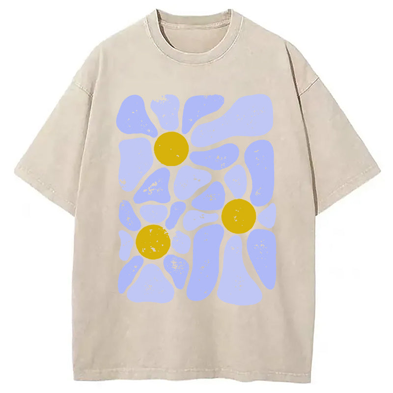 bbb Abstract Flowers Art Washed T-Shirt