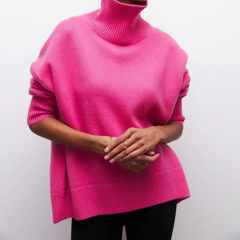 Soft Cozy Women Turtleneck Sweater - Oversized Pullover