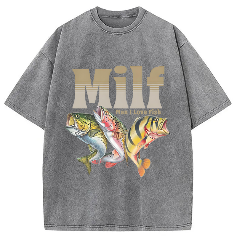 bbb Man I Love Fish Meme Washed T-Shirt