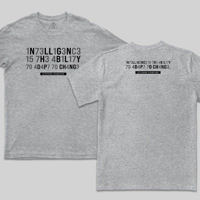 Intelligence-Stephen Hawking Science Nerd Front and Back Printed T-Shirt