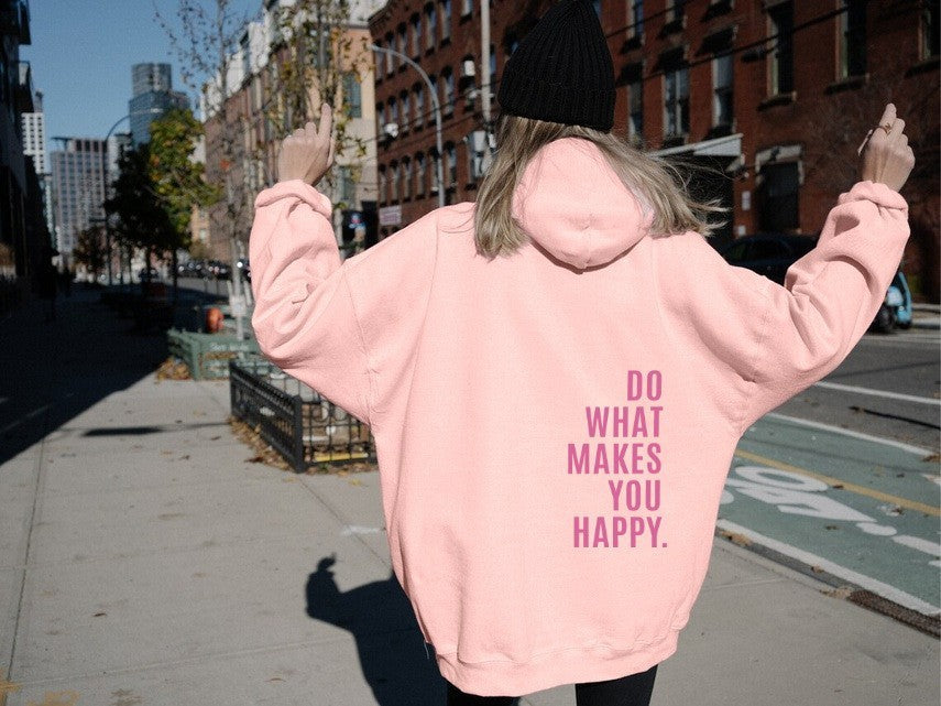 Oversized Women's Hoodie - Loose Back Print, Polyester