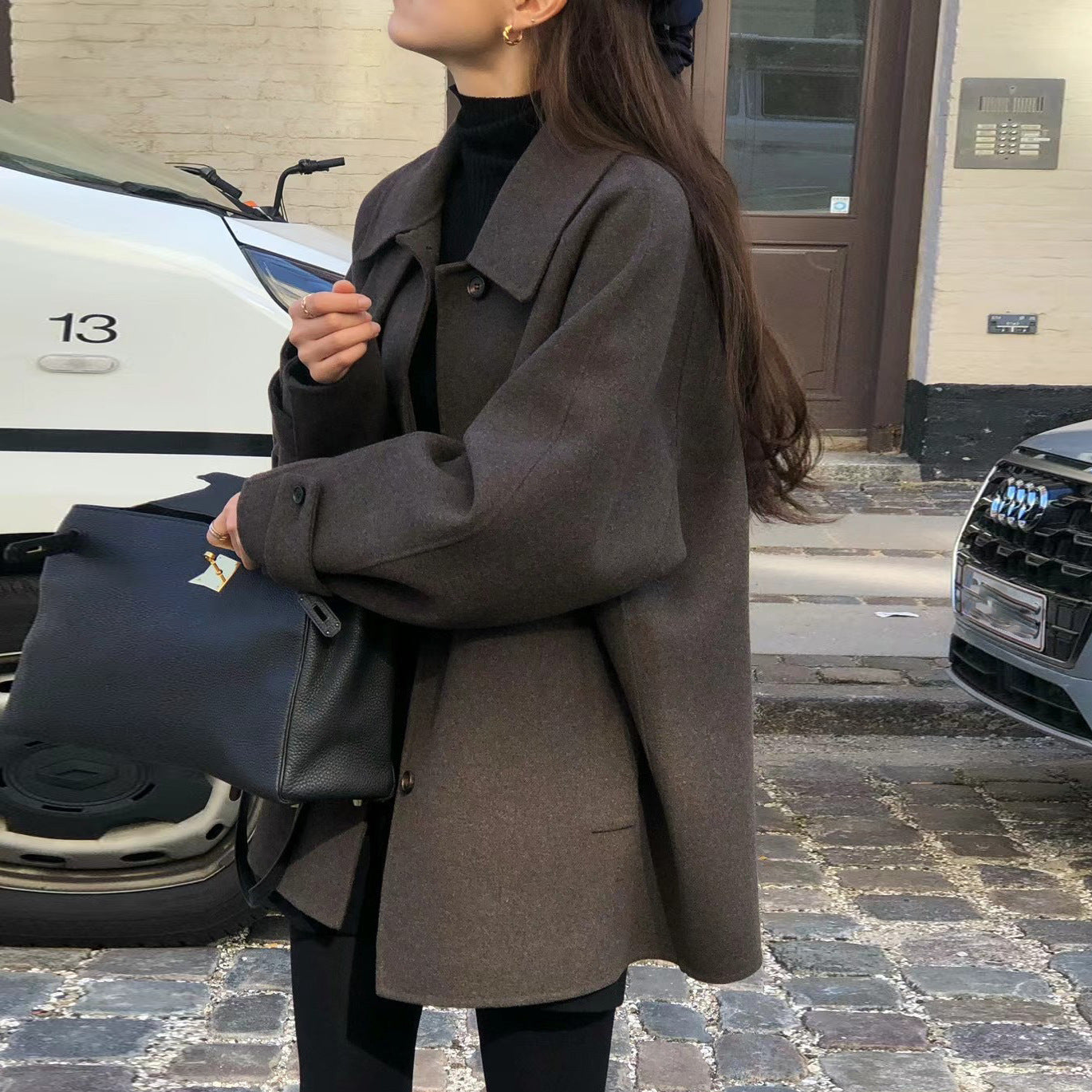 Warm Classic Women Wool Coat - Midlength A Line For Winter