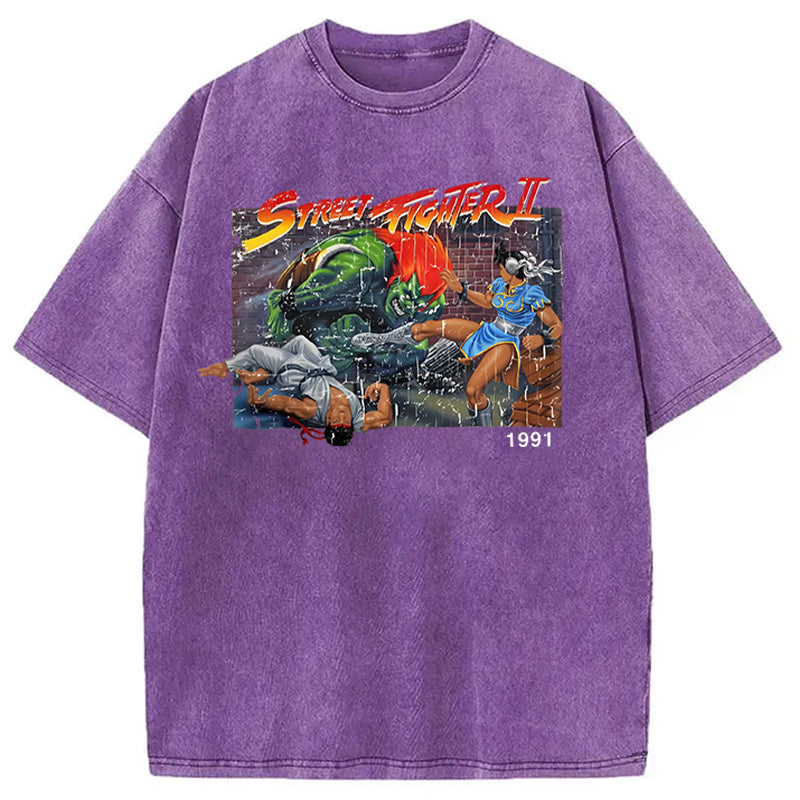 bbb Street Fighter Retro Game Vintage Washed T-Shirt