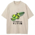 bbb Funny Cucumber Cat Meme Washed T-Shirt