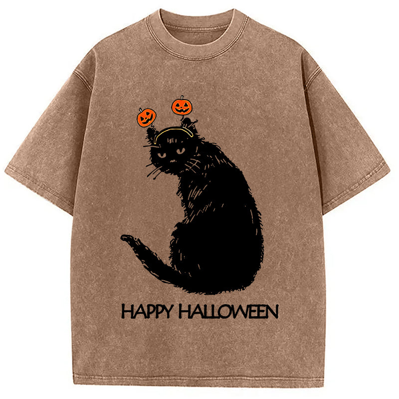 bbb Halloween Cat Japanese Washed T-Shirt