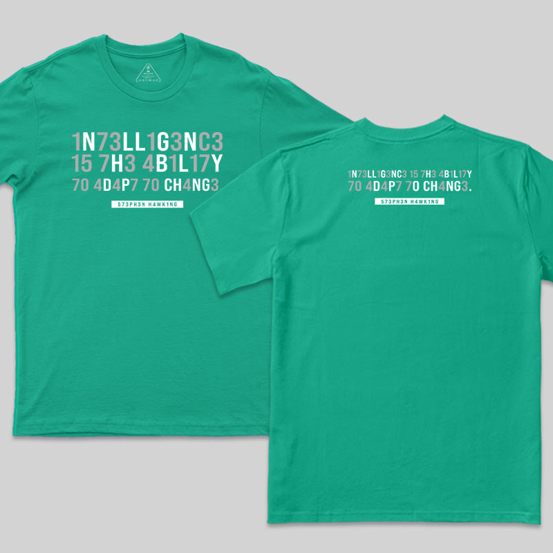 Intelligence-Stephen Hawking Science Nerd Front and Back Printed T-Shirt