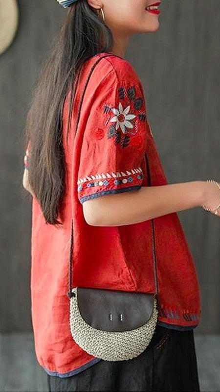 Ethnic Embroidered Blouse for Women, Loose Fit, Elegant Design, Soft Premium Fabric, Versatile for Casual and Formal Wear