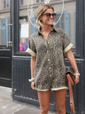 Leopard Print Summer Set for Women, Comfortable Polyester Outfit for Beach and Casual Outings