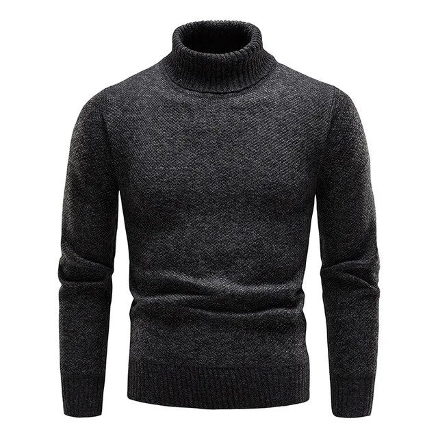 Warm Classic Men's Turtleneck Sweater - Fitted Wool, Winter