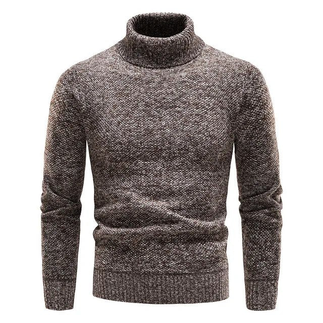 Warm Classic Men's Turtleneck Sweater - Fitted Wool, Winter