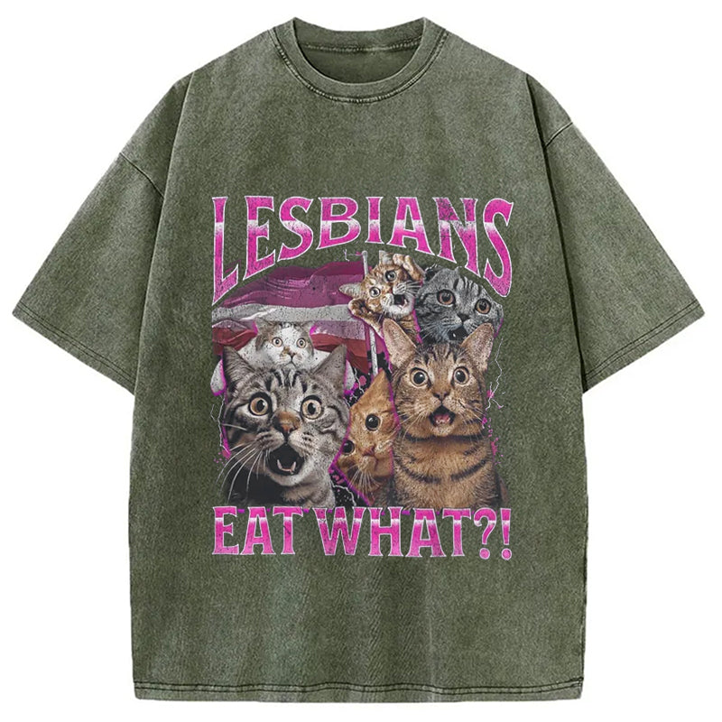 bbb Lesbians Eat What?! Funny Washed T-Shirt