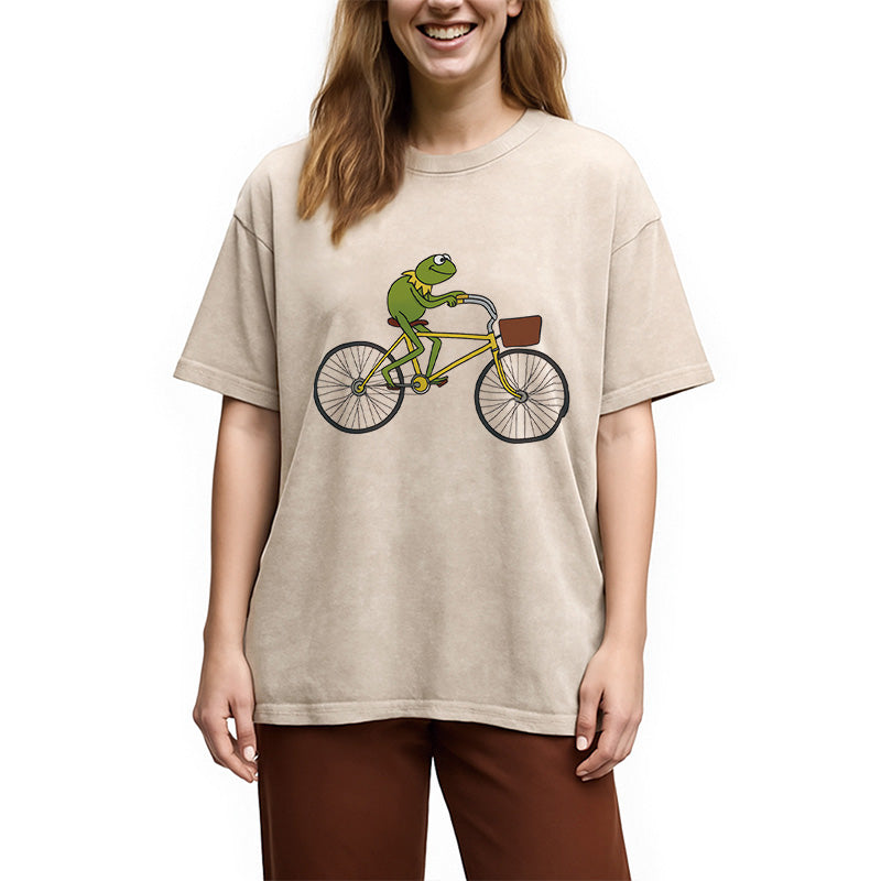 bbb Kermit Riding A Bike Washed T-Shirt