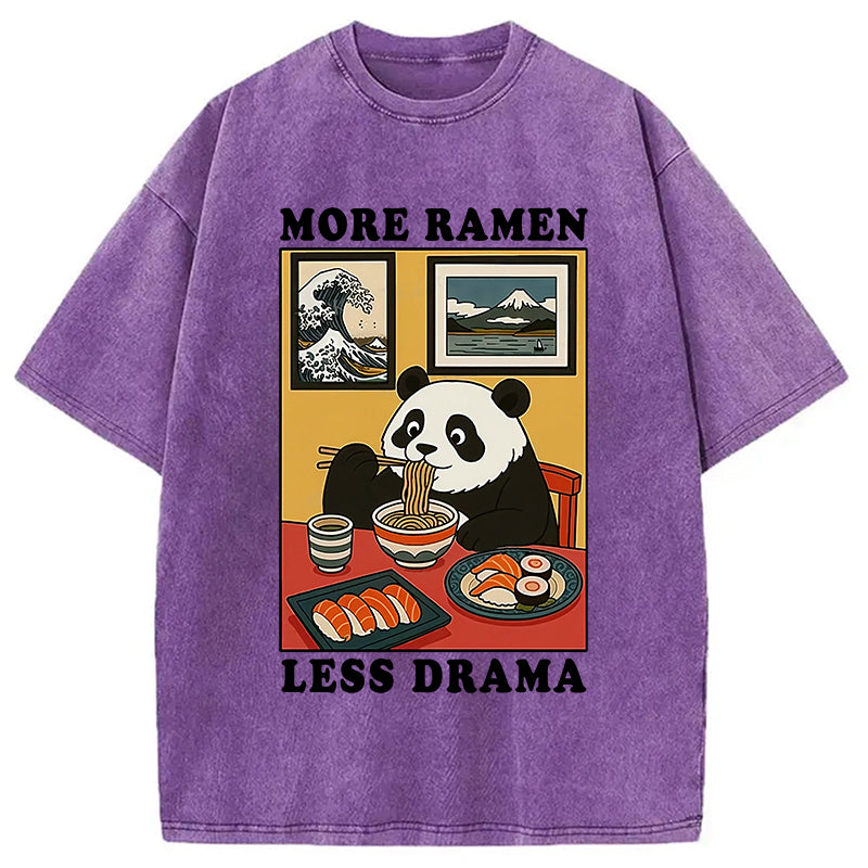 bbb More Ramen Less Drama Panda Washed T-Shirt